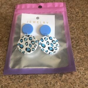 Blue cheetah print earrings